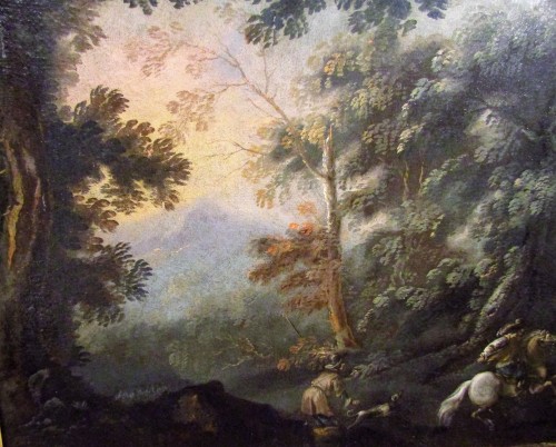 XVIIe siècle - Pandolfo Reschi (1624 -1699) - Chasse au cerf dans un paysage boisé